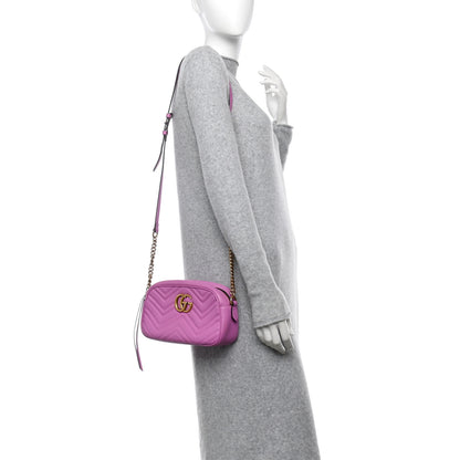 Gucci Calfskin Matelasse Small GG Marmont Chain Shoulder Bag Candy Mousse 2 of 11