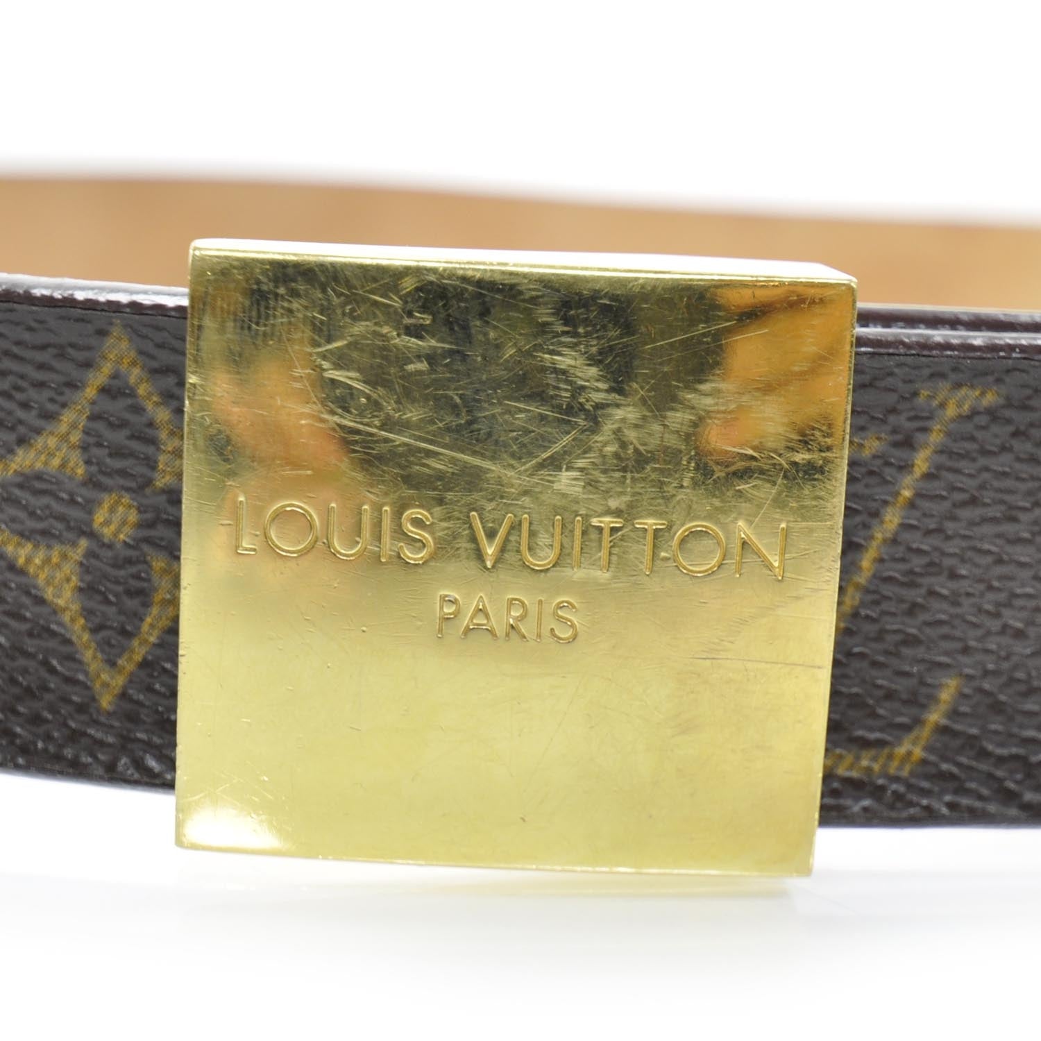 Louis Vuitton Monogram LV Paris Buckle Belt Gold 90 36 6 of 6