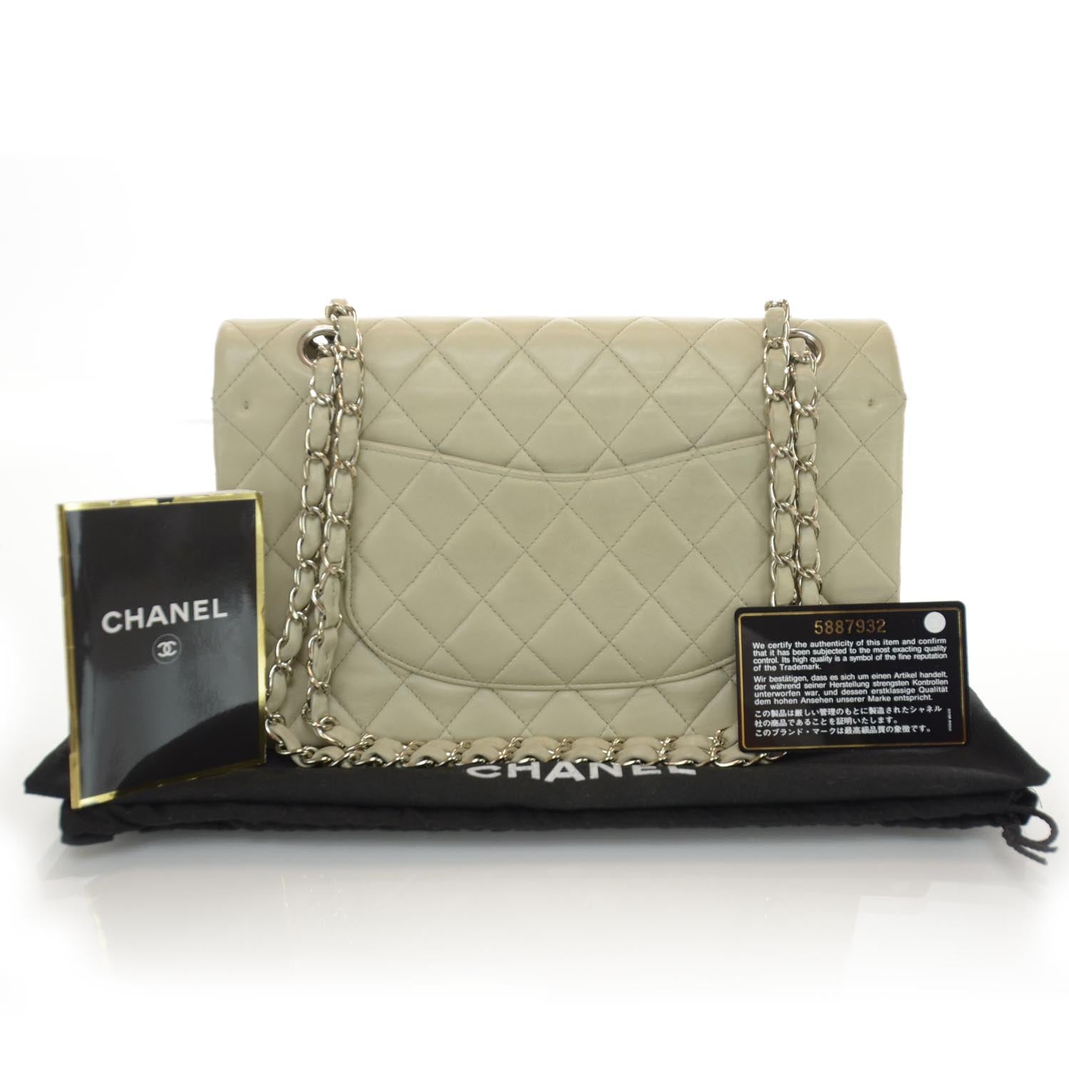 Chanel Lambskin Medium Double Flap Light Gray 3 of 10