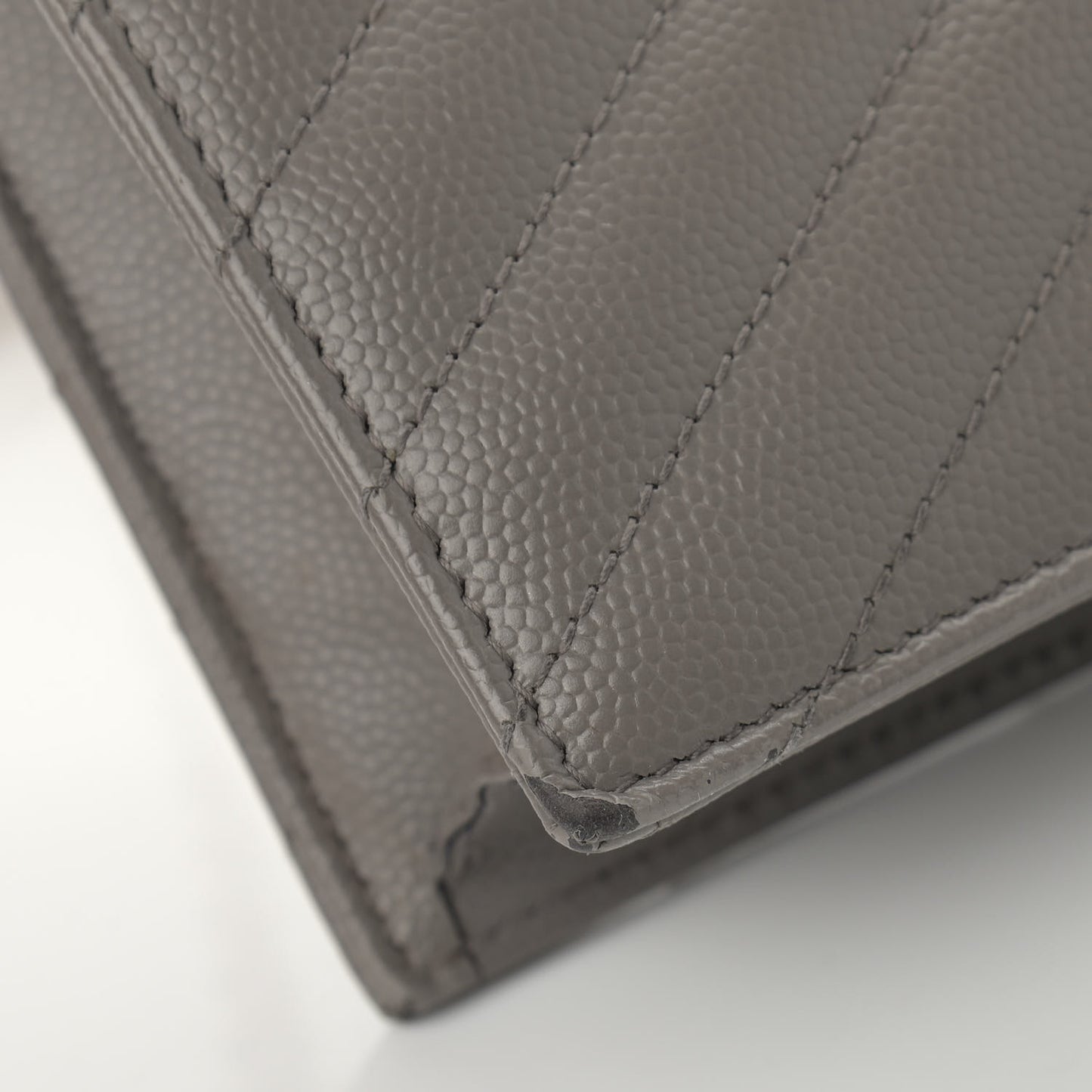Grain De Poudre Matelasse Chevron Monogram Envelope Chain Wallet Coal
