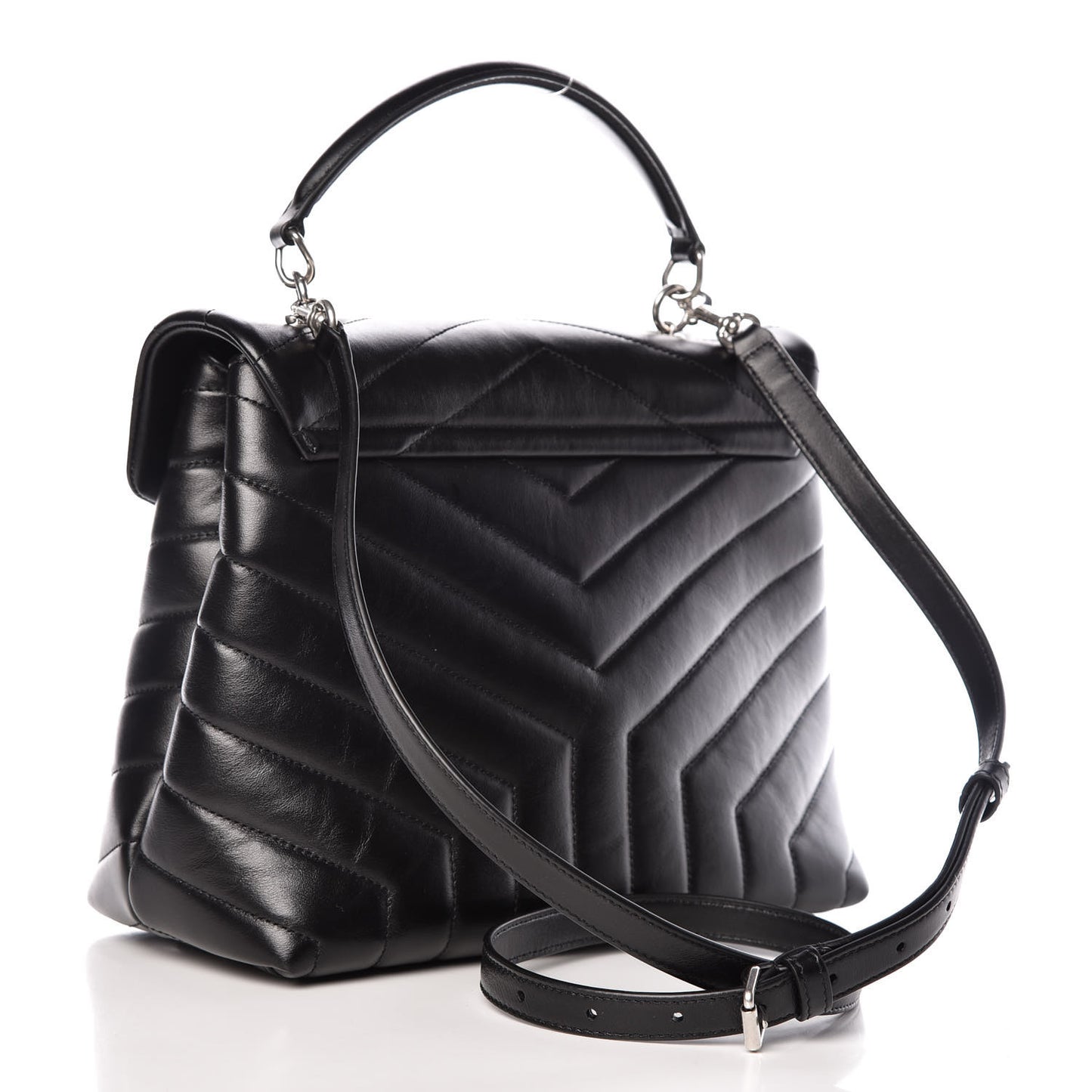 Calfskin Y Quilted Monogram Medium Loulou Satchel Black
