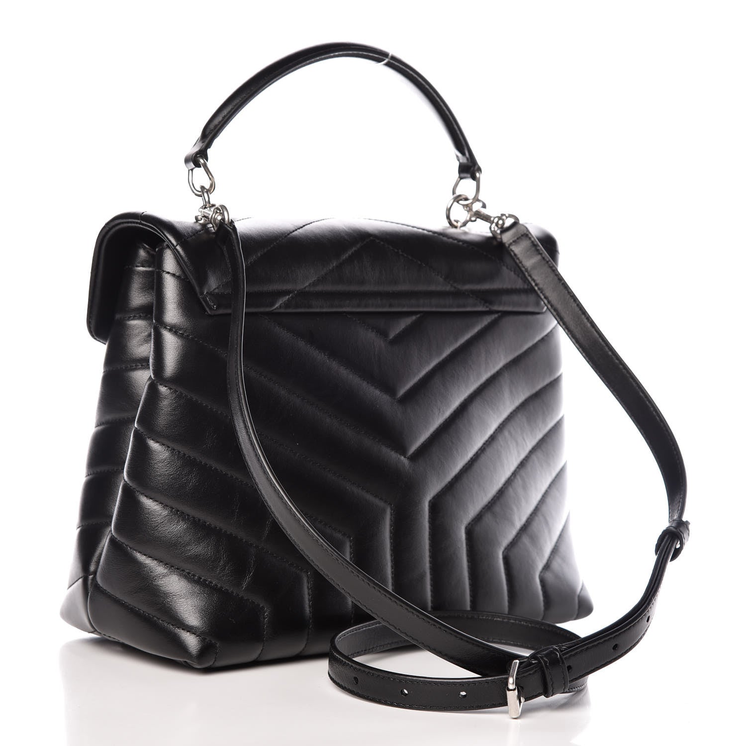 Saint Laurent Calfskin Y Quilted Monogram Medium Loulou Satchel Black 3 of 9