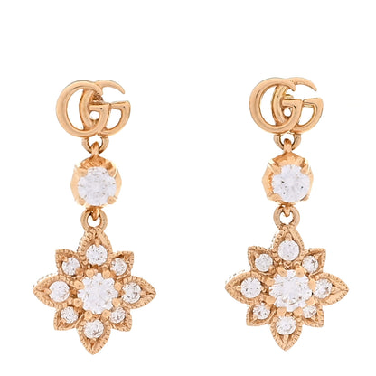 Gucci 18K Rose Gold Diamond Flora Drop Earrings 1 of 5