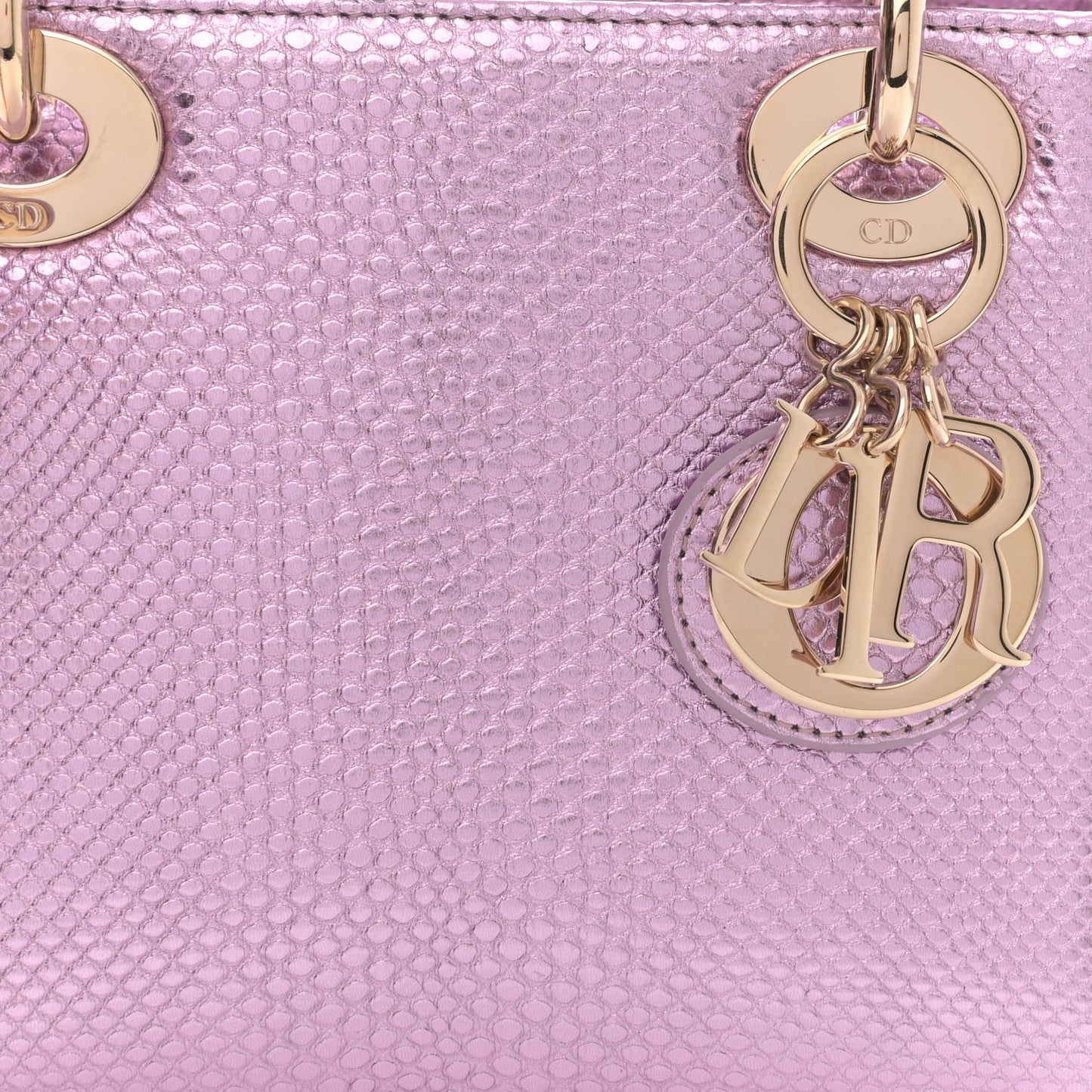 Metallic Snakeskin Mini Lady Dior Pink