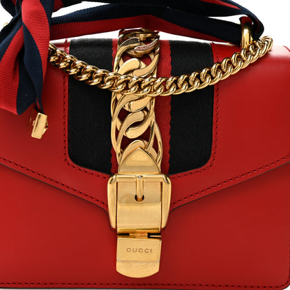 Gucci Calfskin Mini Sylvie Chain Shoulder Bag Hibiscus Red 8 of 12