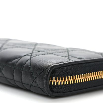 Christian Dior Lambskin Cannage Lady Dior Zip Wallet Black 9 of 13