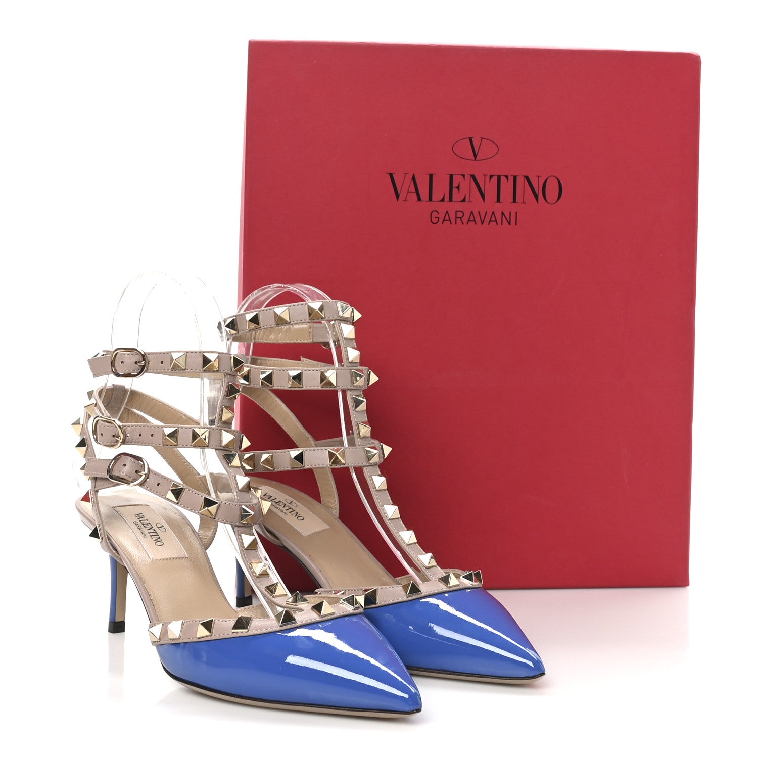 Valentino Garavani Patent Rockstud Ankle Strap 65mm Pumps 36.5 Indaco Poudre 9 of 9