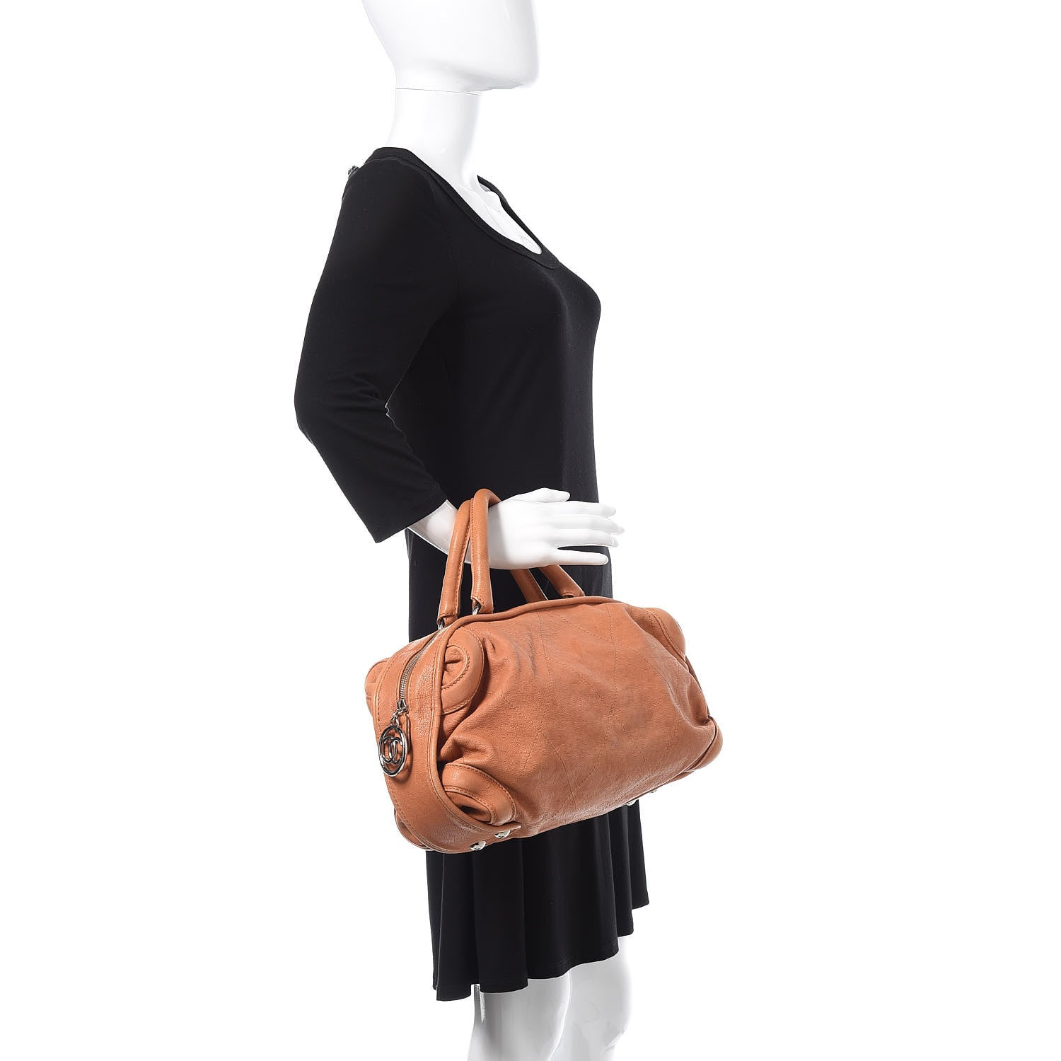 Chanel Calfskin Stitched Bowler Light Brown 2 of 14