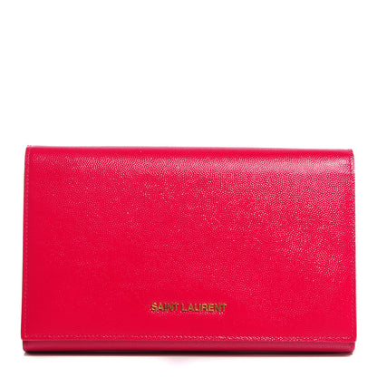 Saint Laurent Grain De Poudre Classic Letters Chain Wallet Fuchsia 1 of 7