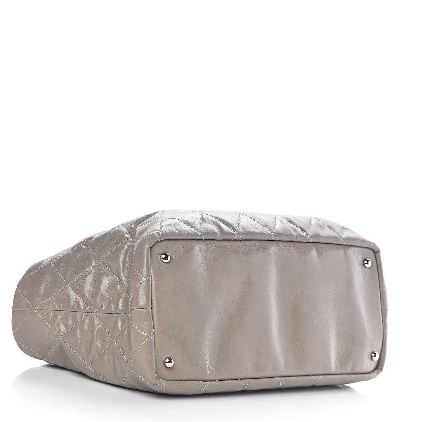 Glazed Calfskin Quilted Tote Grey