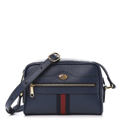 Gucci Textured Calfskin Web Mini Ophidia Shoulder Bag Blue Agata 1 of 11