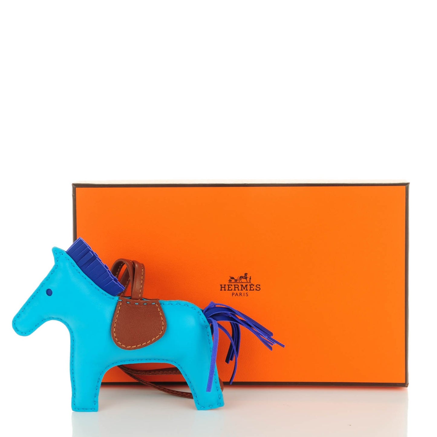 Milo Lambskin Grigri Rodeo Horse Bag Charm MM Bleu Azteque Bleu Electrique Fauve