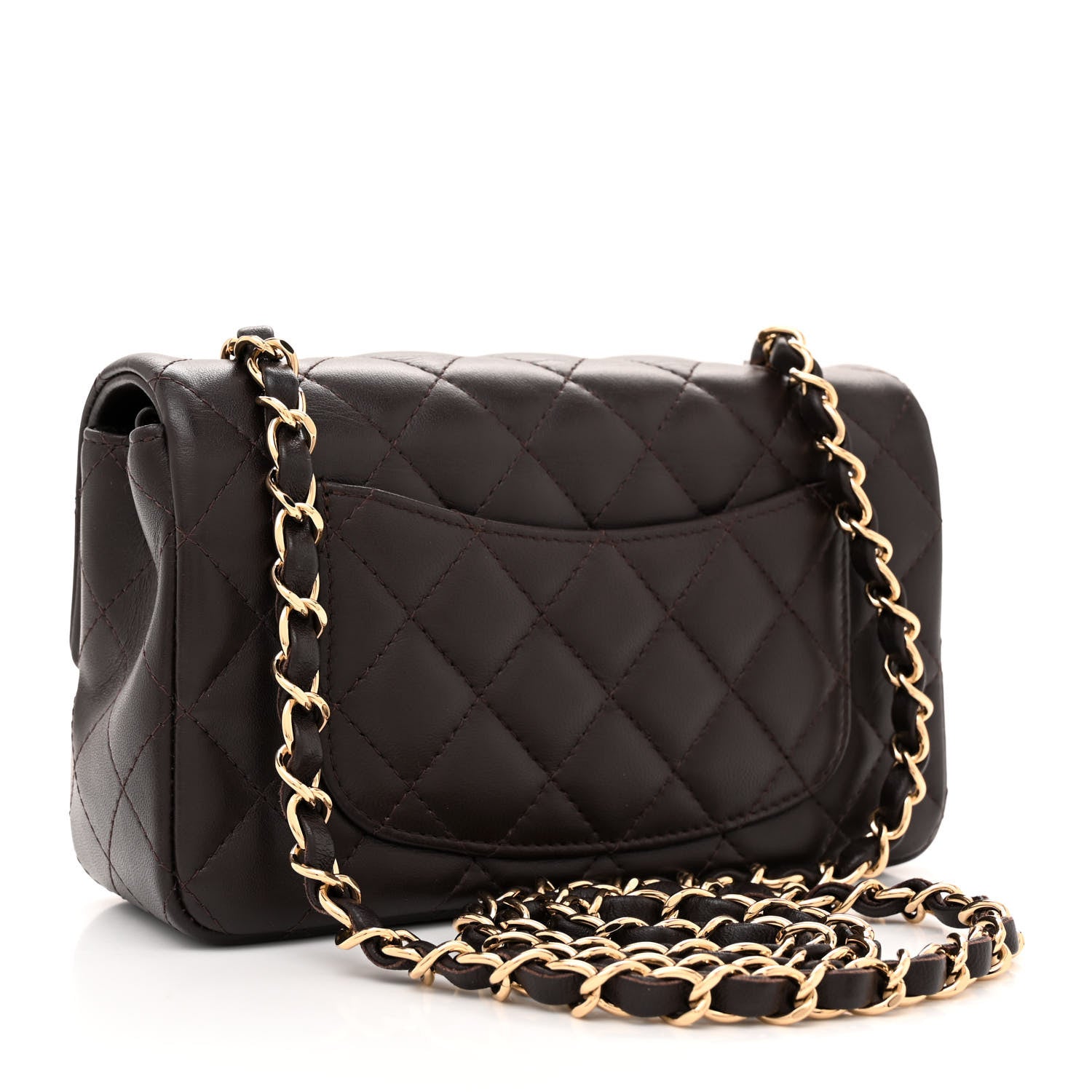 Chanel Lambskin Quilted Mini Rectangular Flap Dark Brown 3 of 10