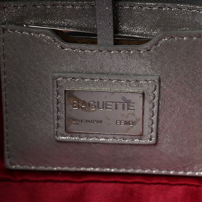 Fendi Metallic Lurex Zucca Vitello Baguette Oro Argento 6 of 8