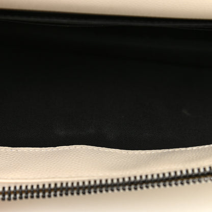 Saint Laurent Grain De Poudre Matelasse Chevron Monogram Envelope Chain Wallet Dove White 13 of 22