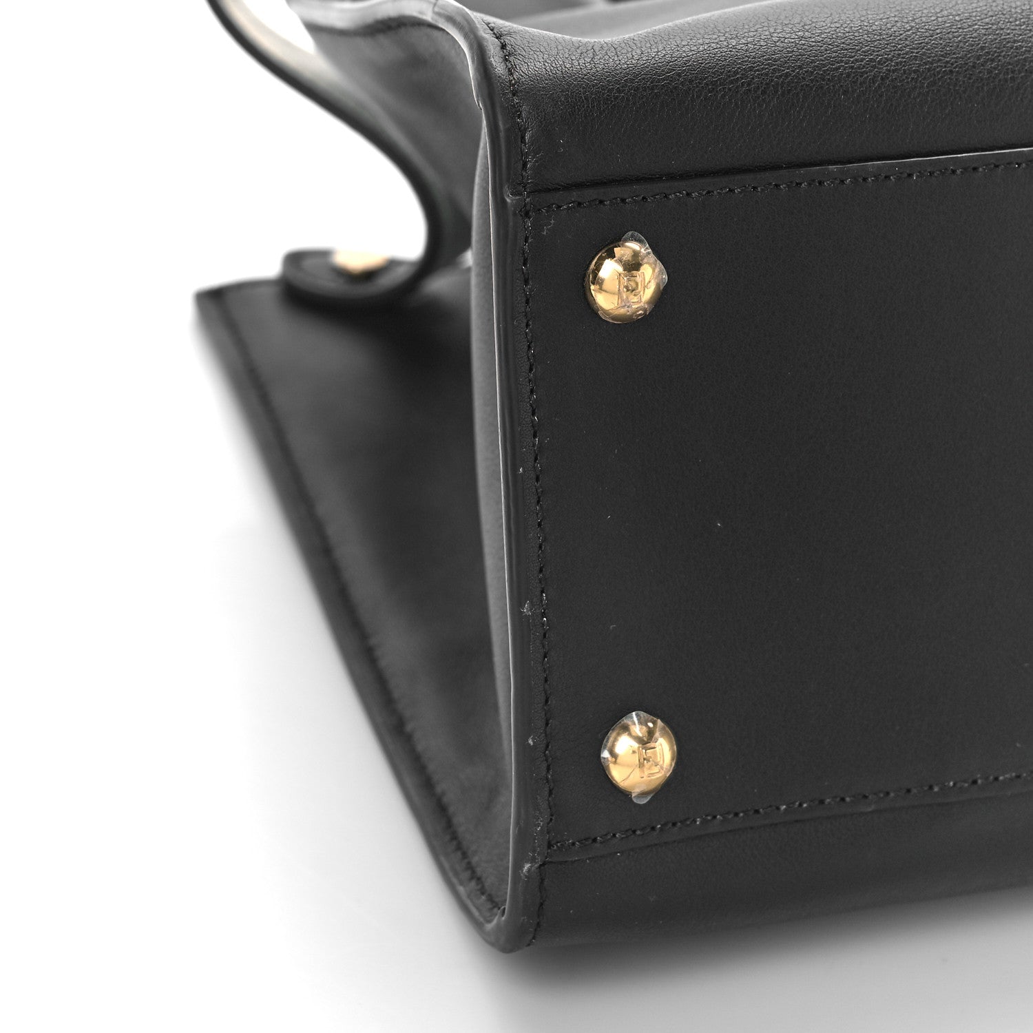 Fendi Vitello Seta Century Small Peekaboo X-Tote Black Brandy 7 of 8