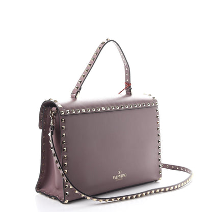 Valentino Garavani Calfskin Rockstud Single Handle Flap Bag Dark Mauve 4 of 9