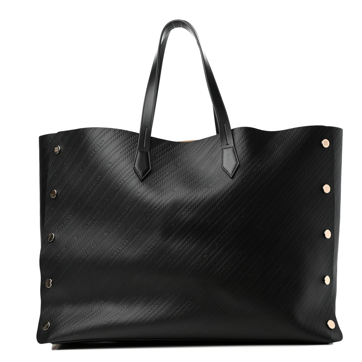 Calfskin Chain Embossed Large Bond Shopper Tote Black