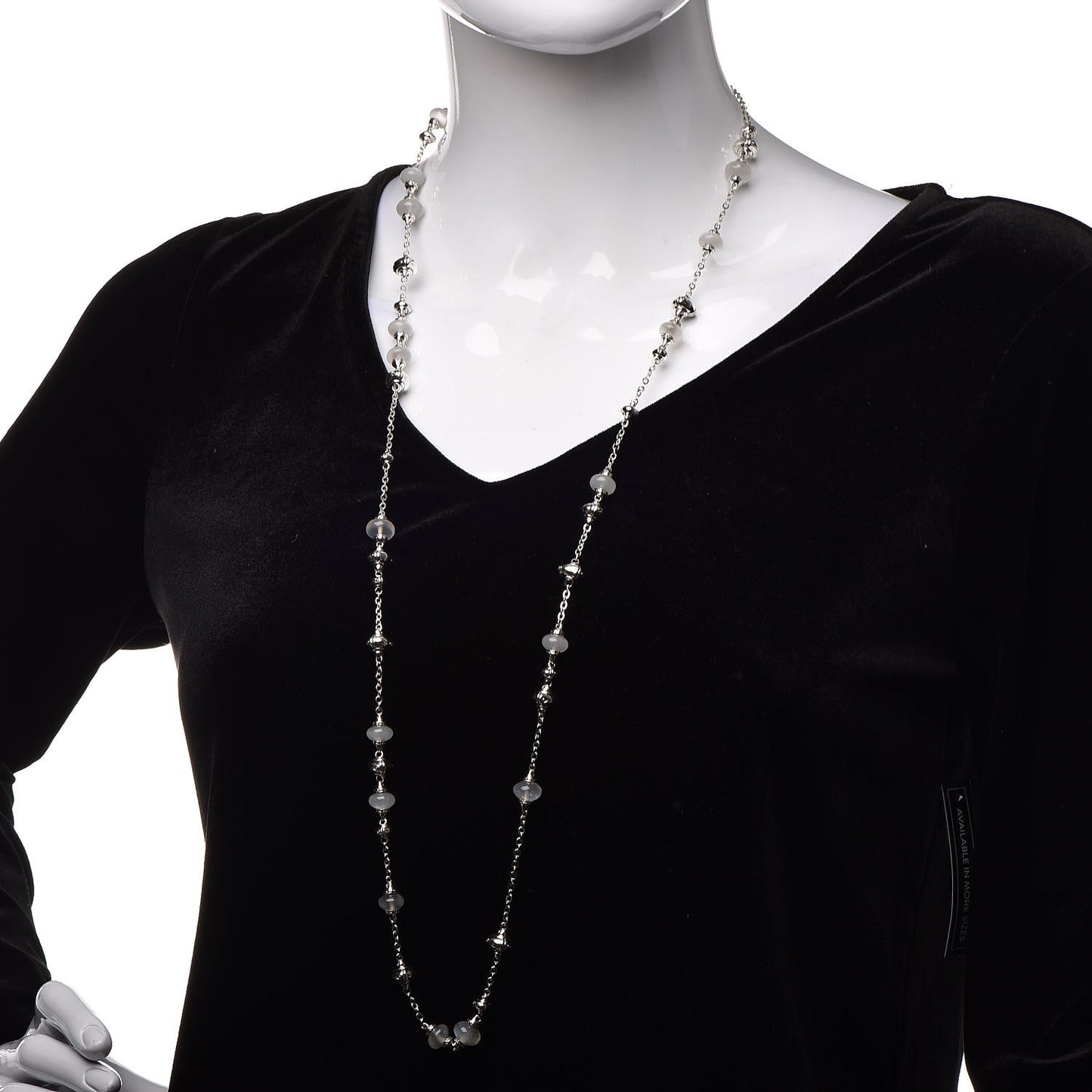 Sterling Silver Moonstone Bamboo Sautoir Station Necklace