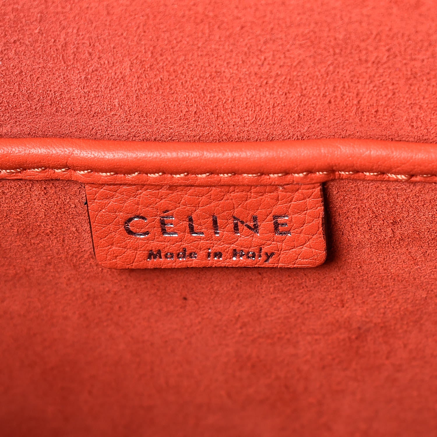 Celine Drummed Calfskin Nano Luggage Vermillion 7 of 11