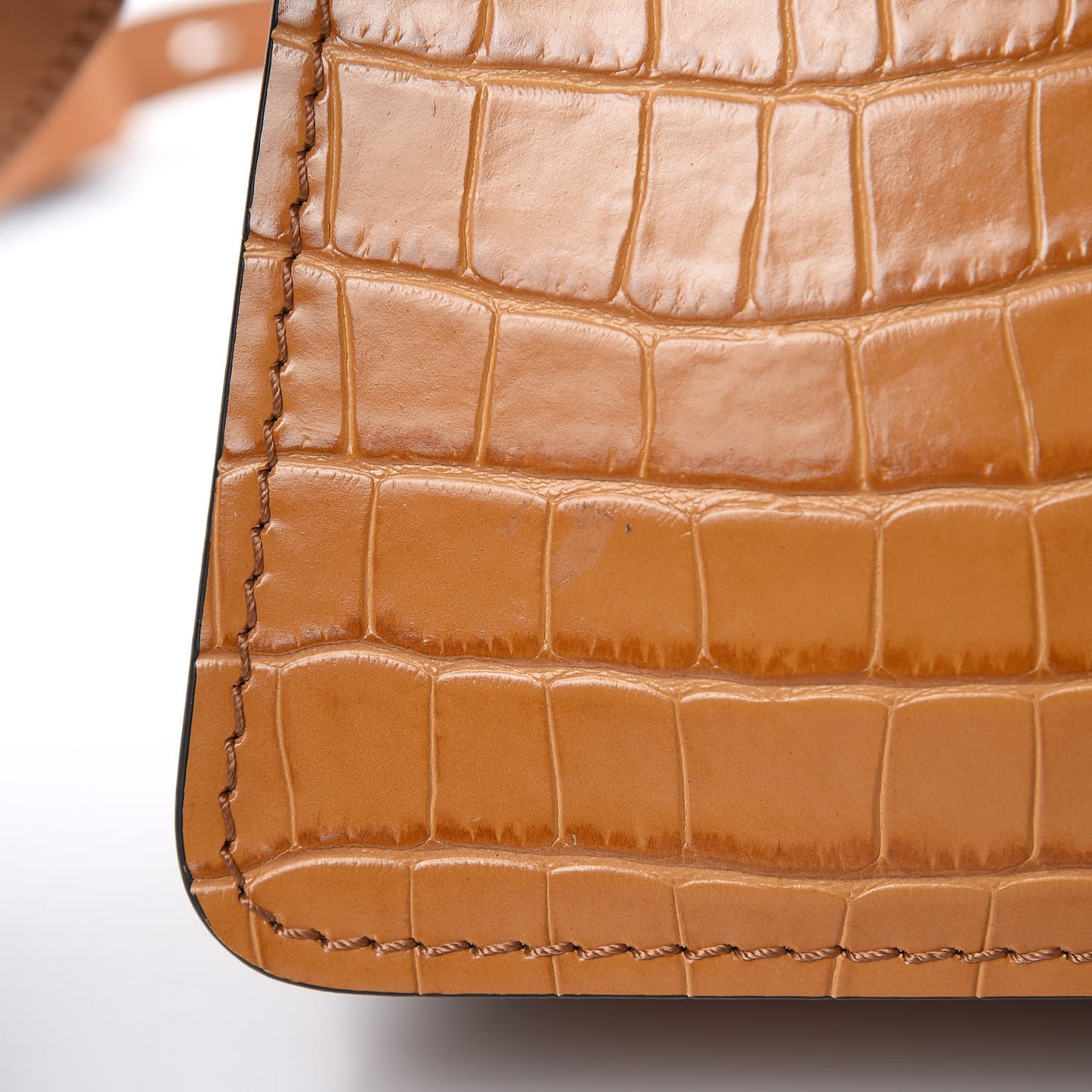 Calfskin Crocodile Embossed Small Aby Day Shoulder Bag Autumnal Brown