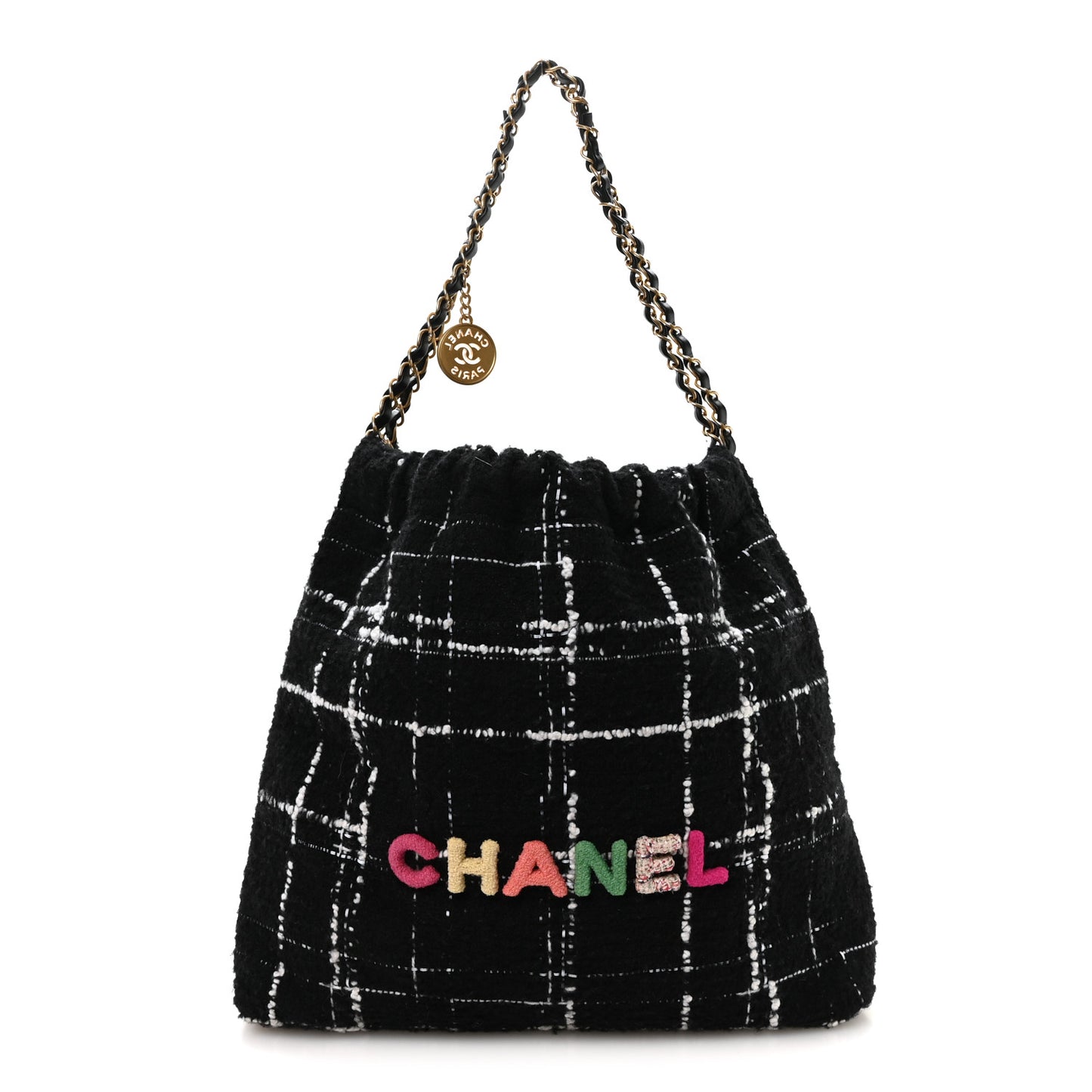 Wool Tweed Quilted Small Chanel 22 Black Multicolor