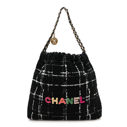 Chanel Wool Tweed Quilted Small Chanel 22 Black Multicolor 1 of 11