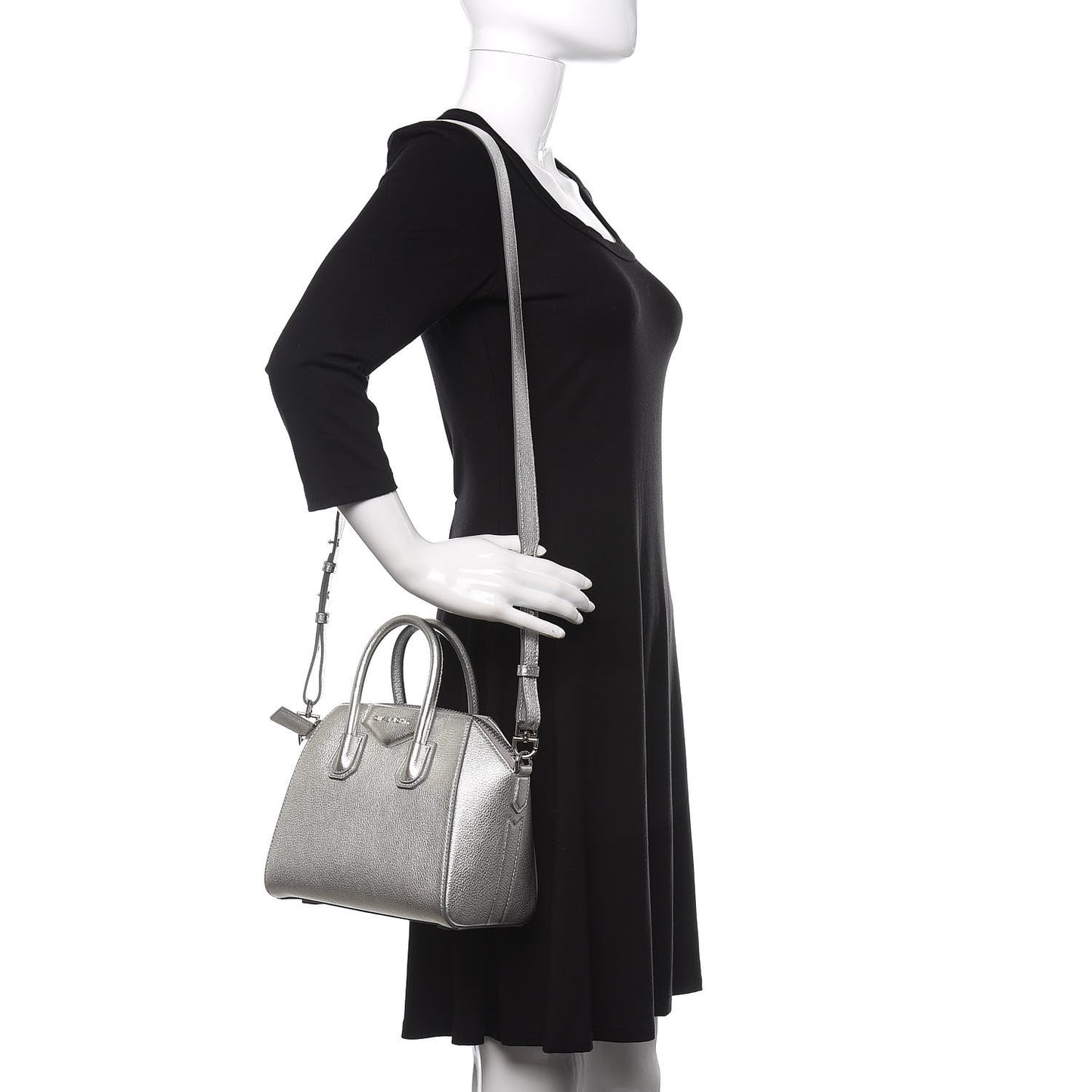 Metallic Sugar Goatskin Mini Antigona Silver