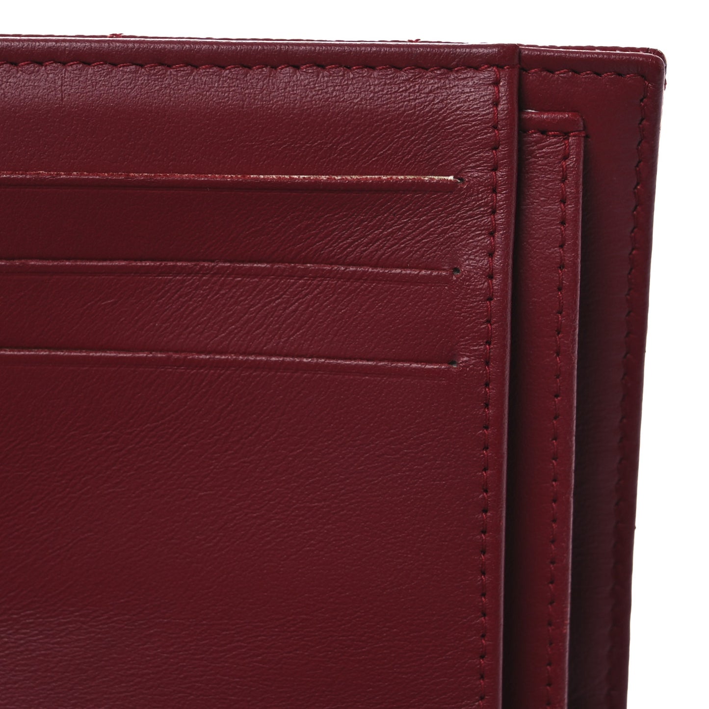 Caviar Quilted Compact Flap Wallet Dark Red