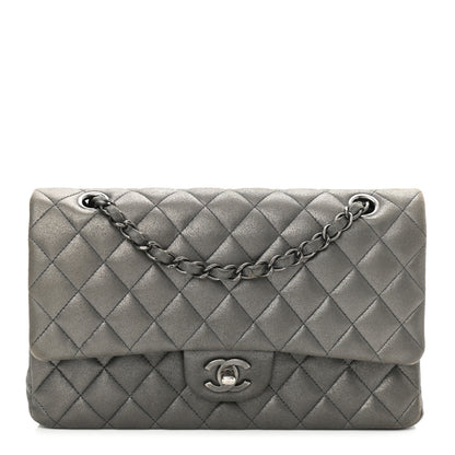 Chanel Metallic Lambskin Quilted Medium Double Flap Pewter 1 of 9