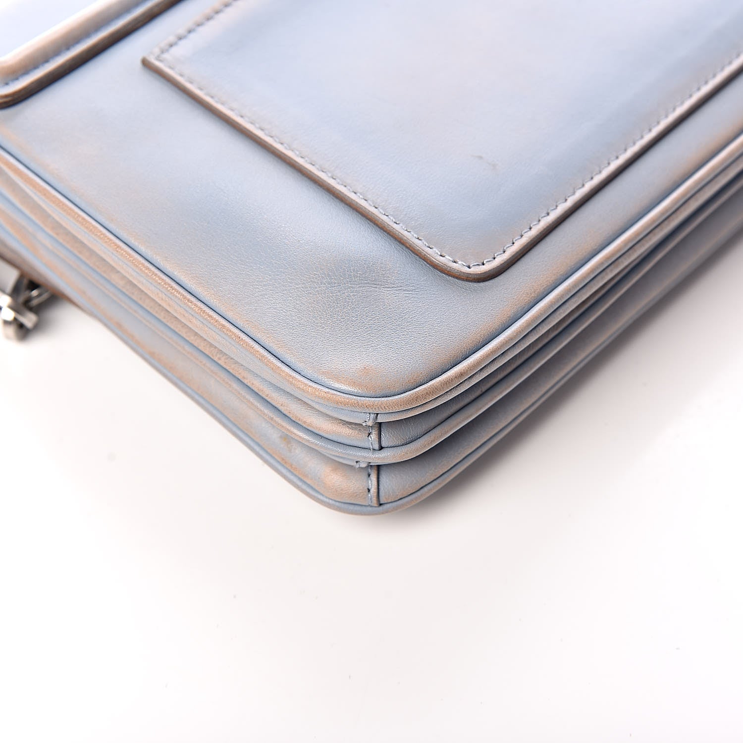 Prada Vitello Vintage Metal Closure Shoulder Bag Light Blue 15 of 18