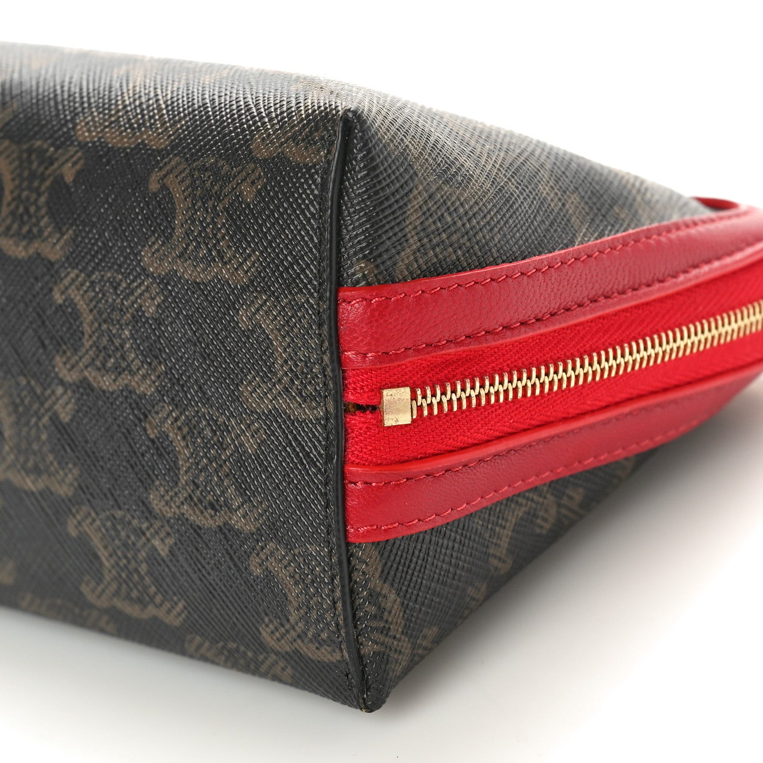 Celine Lambskin Triomphe Canvas Clutch With Chain Red 9 of 10