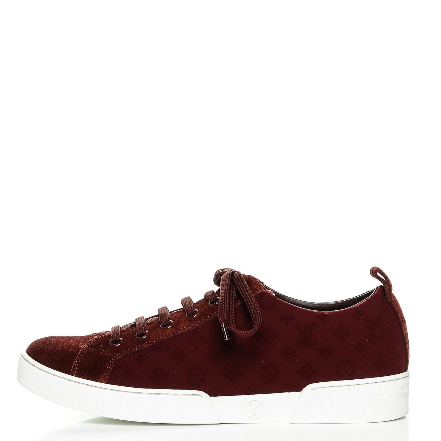 Neoprene Suede Embossed Monogram Stellar Low Top Sneakers 38 Burgundy