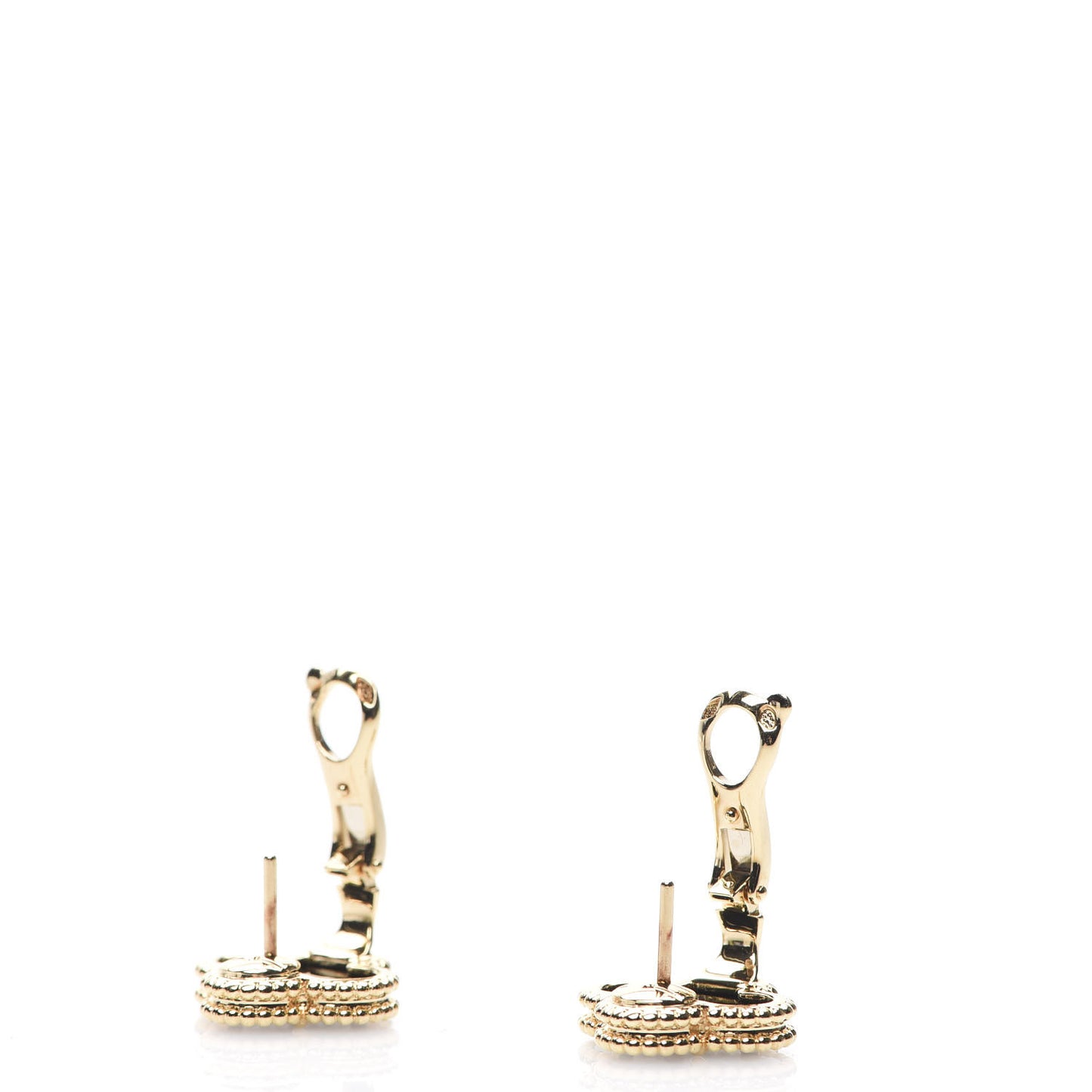 18K Yellow Gold Black Onyx Vintage Alhambra Earrings