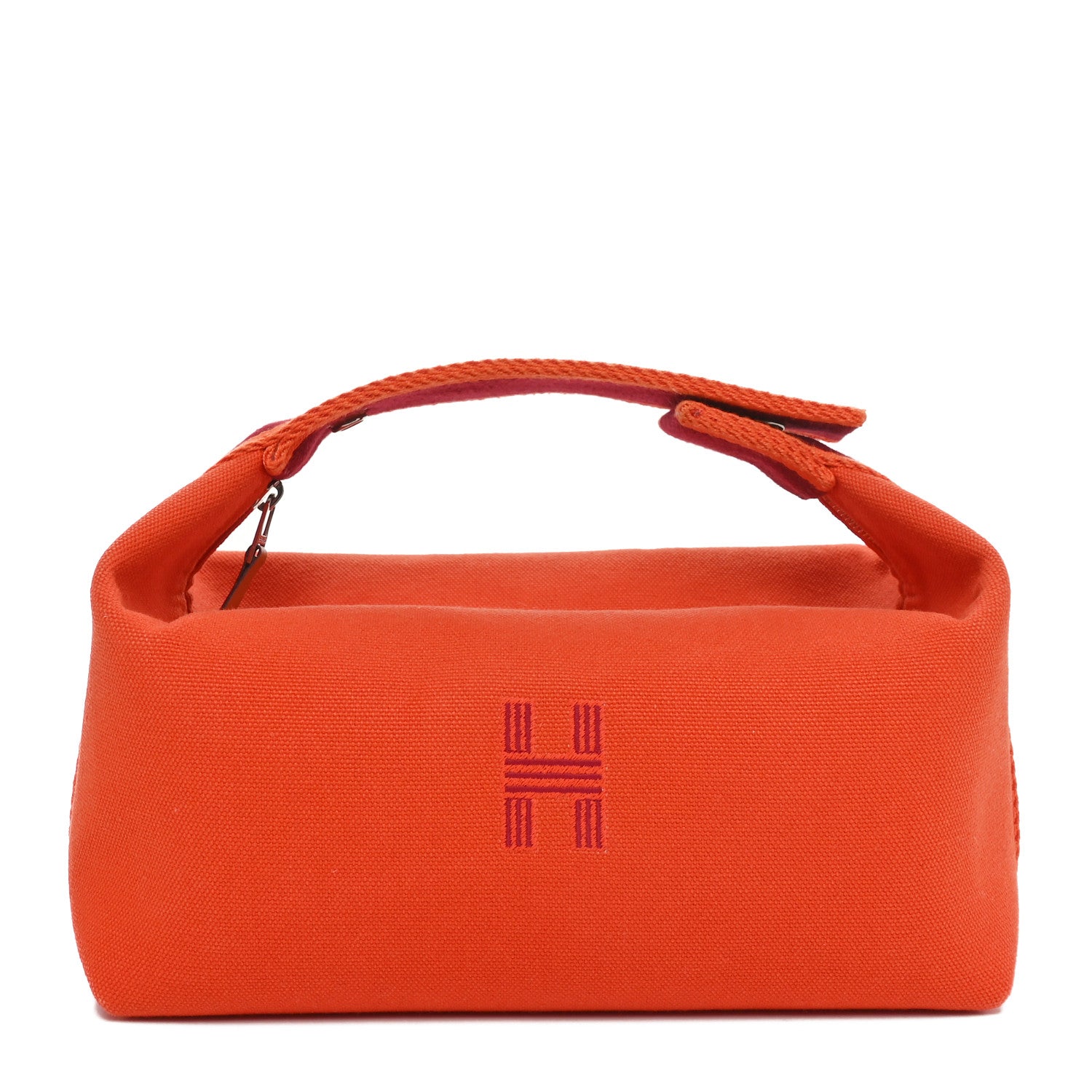 Hermes Canvas Small Bride-A-Brac Pouch Orange Burgundy 1 of 9