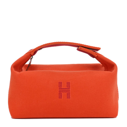 Hermes Canvas Small Bride-A-Brac Pouch Orange Burgundy 1 of 9