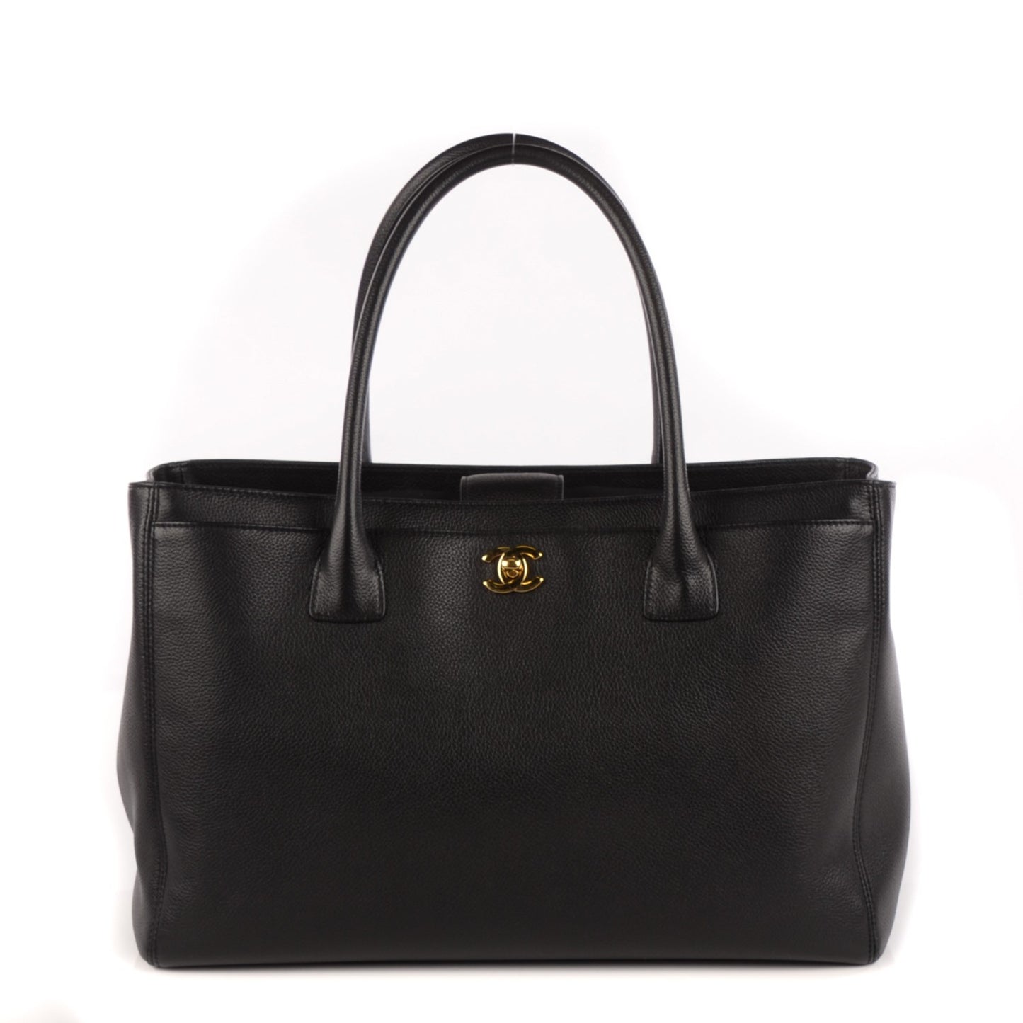 Calfskin Cerf Executive Shopper Tote Black