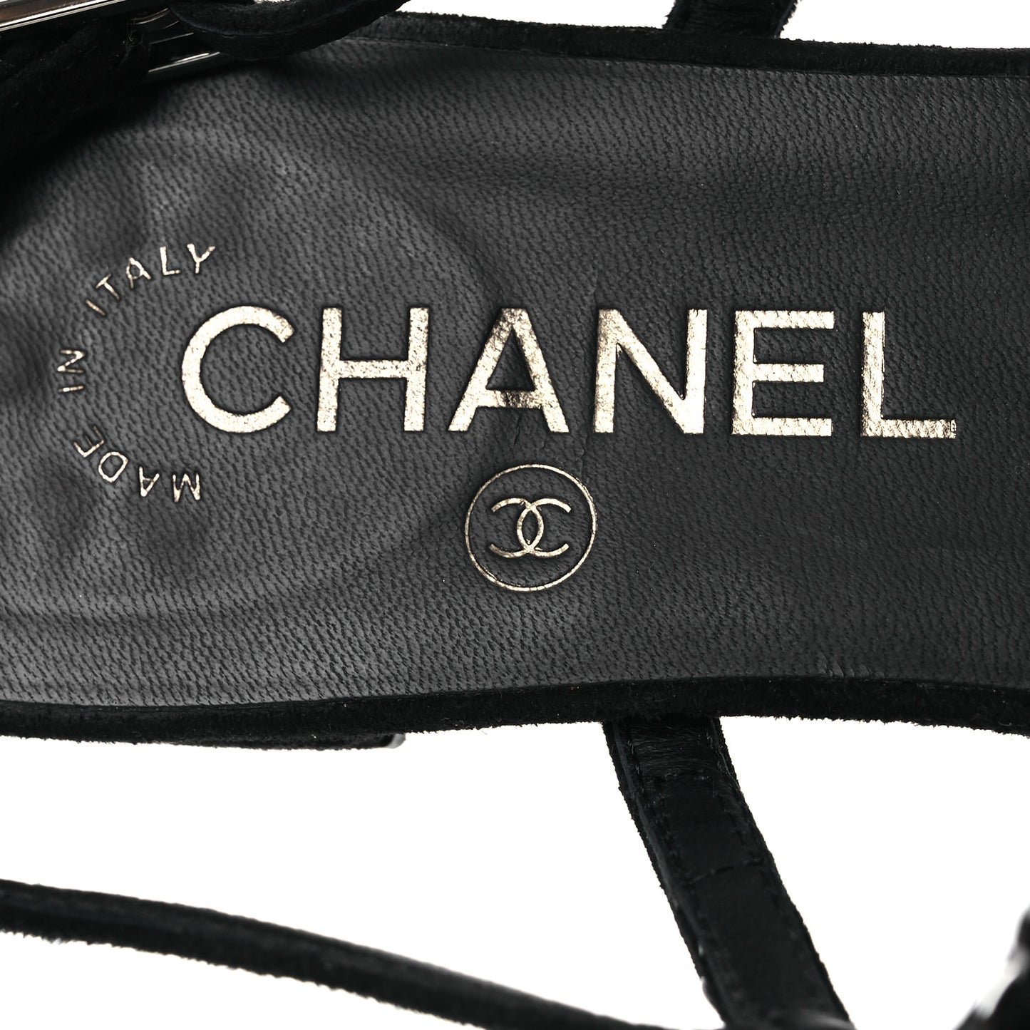 Suede Chain Flat Sandals 36.5 Black