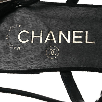 Chanel Suede Chain Flat Sandals 36.5 Black 8 of 11