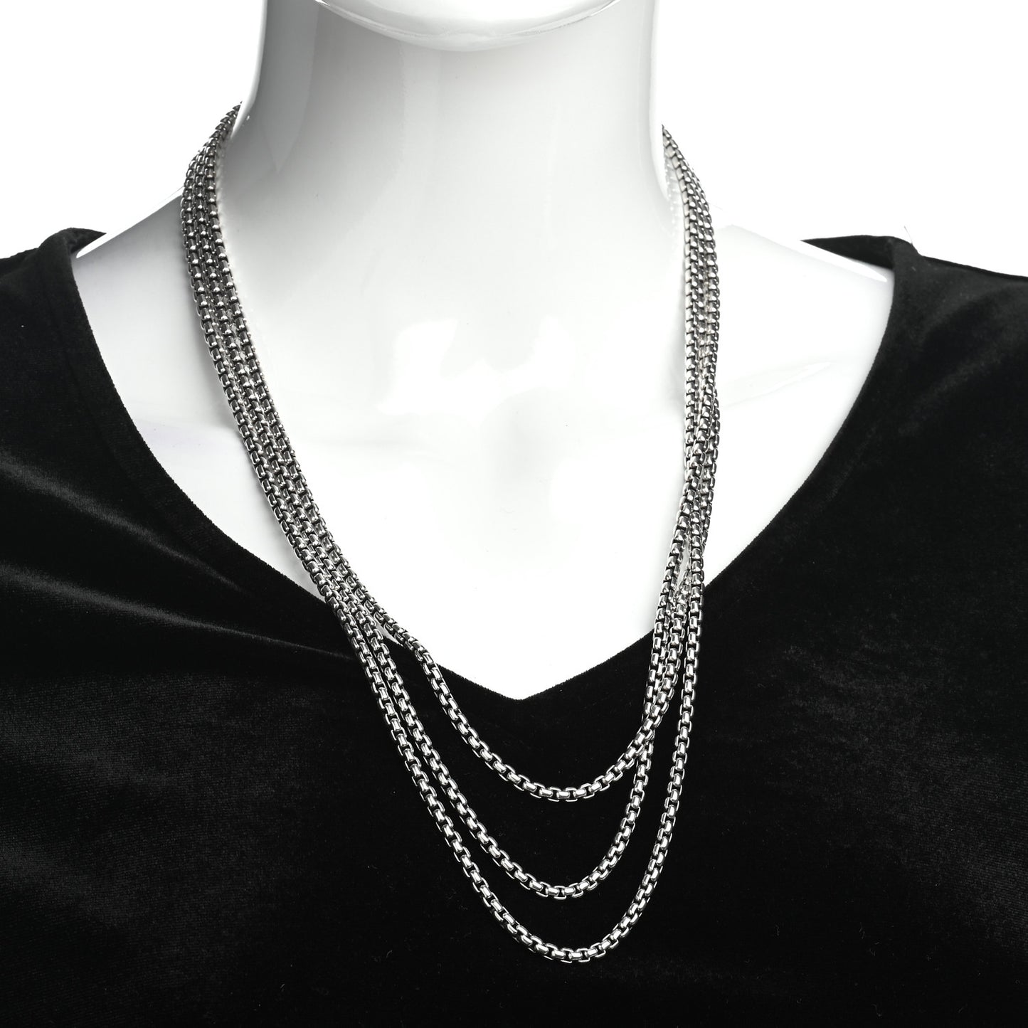 Sterling Silver 14K Yellow Gold 3.6mm Medium Box Chain Necklace 72"