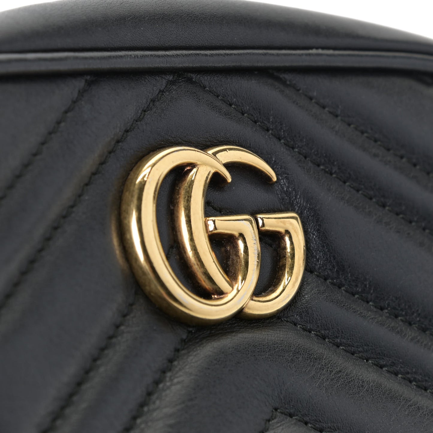 Calfskin Matelasse Mini GG Marmont Chain Shoulder Bag Black