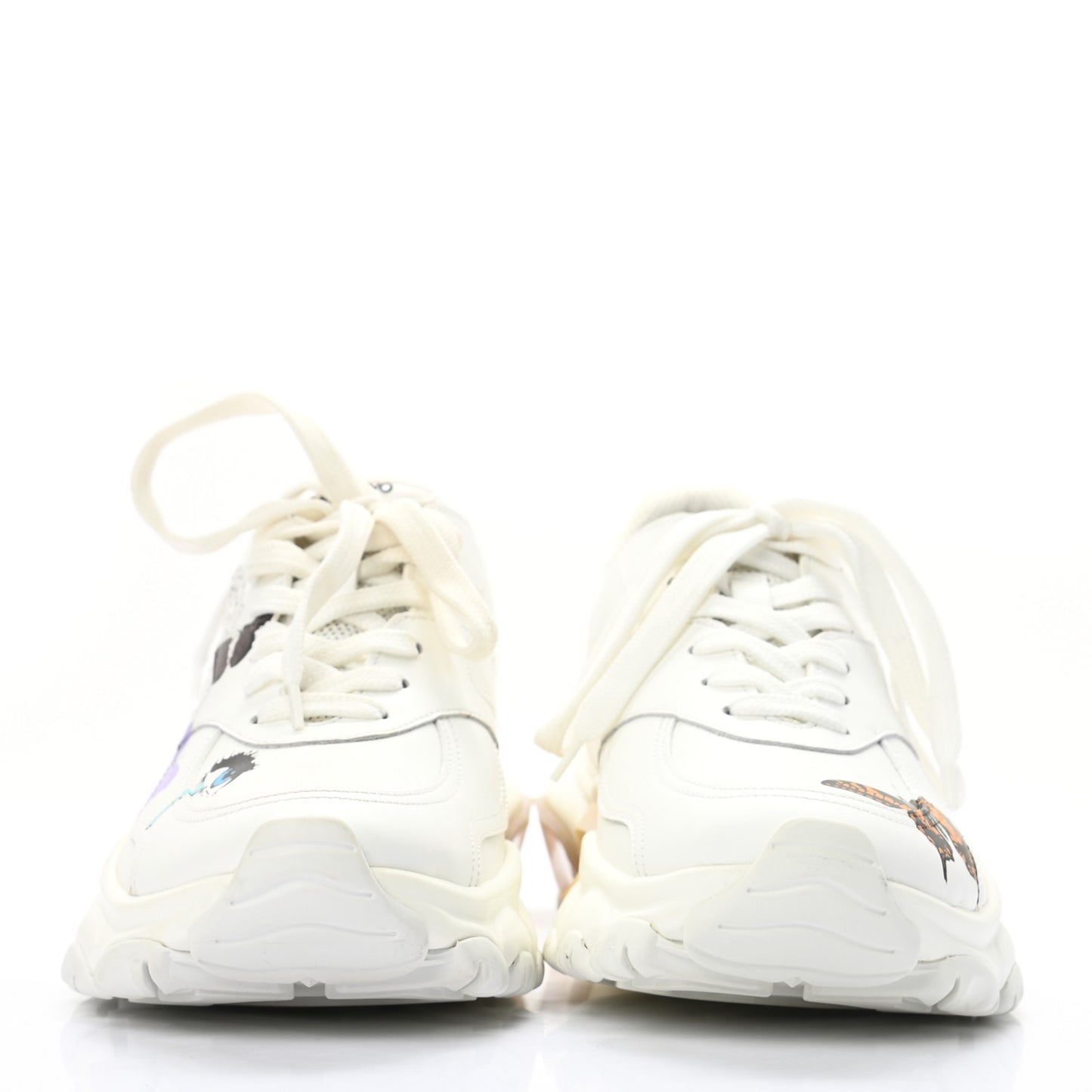 X UNDERCOVER Calfskin Womens Lovers Bounce Sneakers 38 White Multicolor