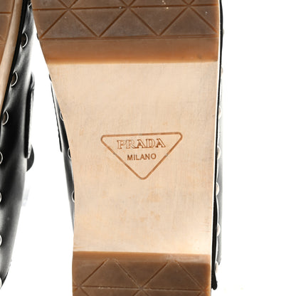 Prada Natural Calfskin Metal Triangle Logo 45mm Clogs 40 Black Sabbia 8 of 15