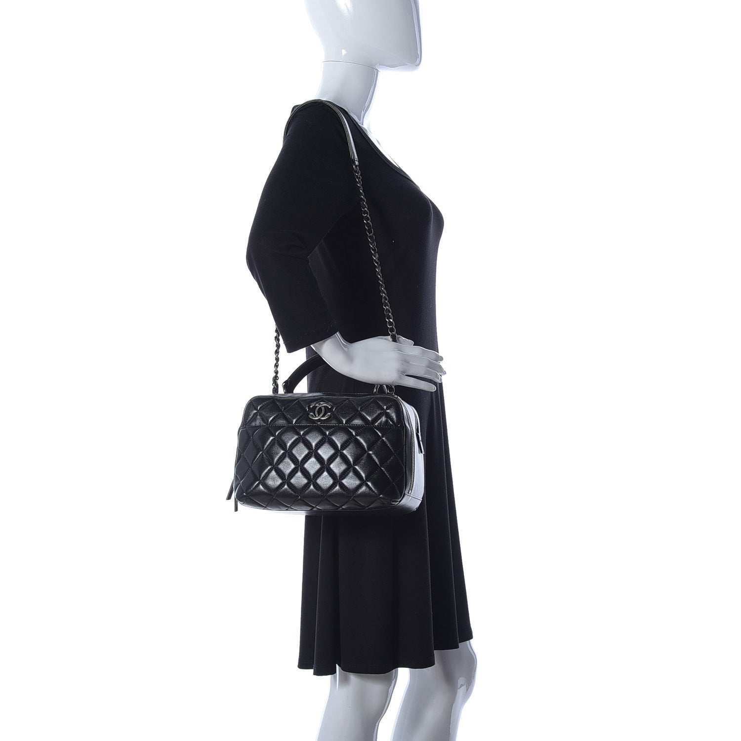 Chanel Lambskin Quilted Medium Trendy CC Bowling Bag Black 2 of 10