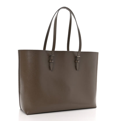 Saint Laurent Grained Calfskin Large Shopping Tote Warm Taupe Black 4 of 10