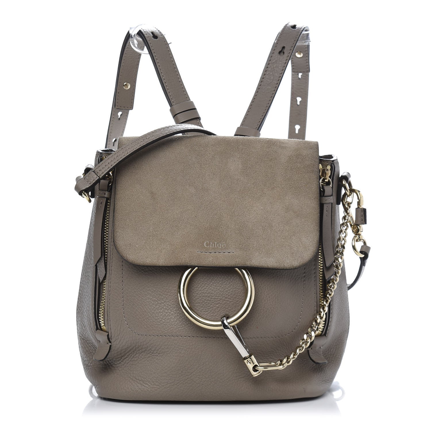 Chloe Suede Calfskin Small Faye Backpack Motty Grey 1 of 14