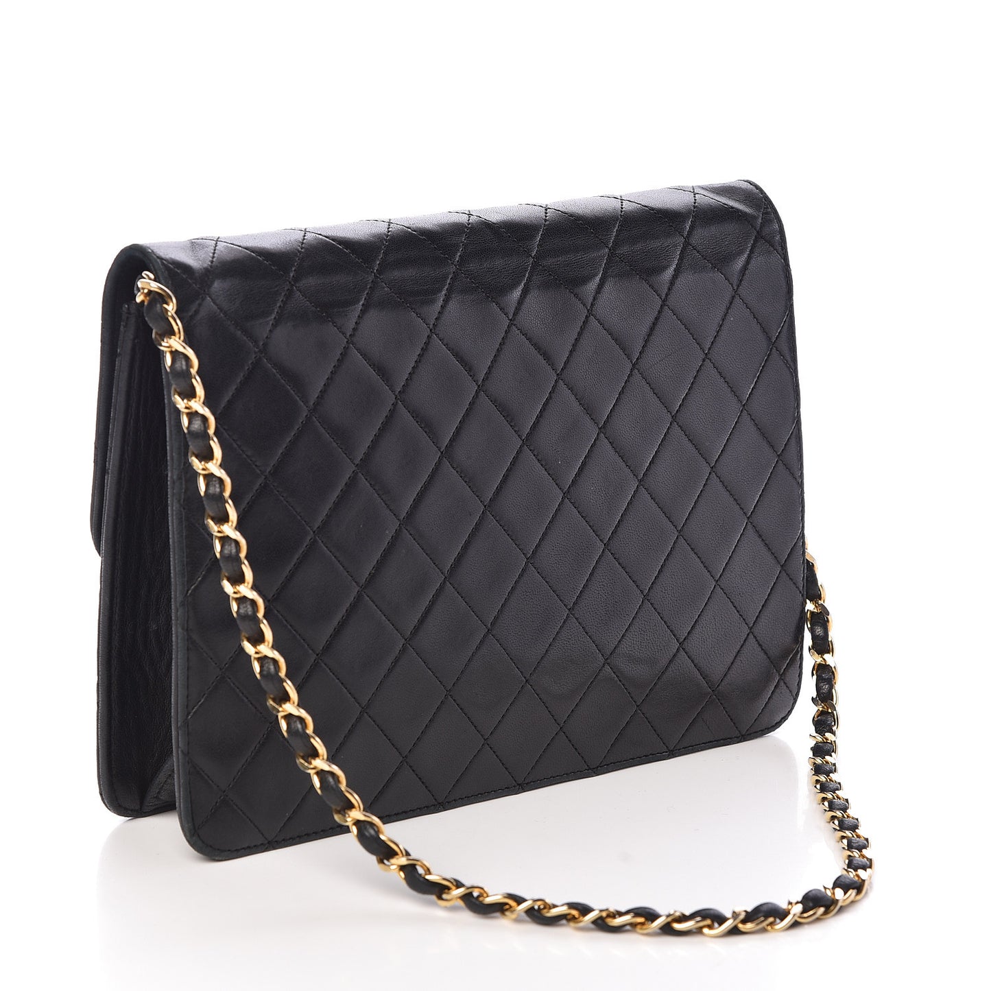 Lambskin Quilted Medium Single Flap Black