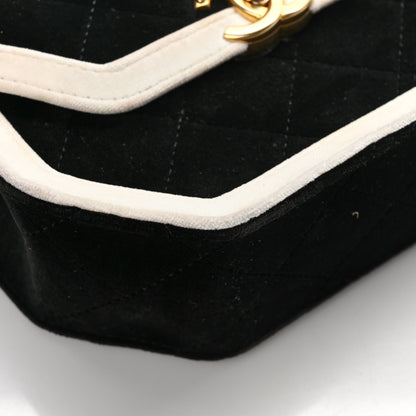 Chanel Velvet Quilted Mini Place Vendome Flap Black White 10 of 12
