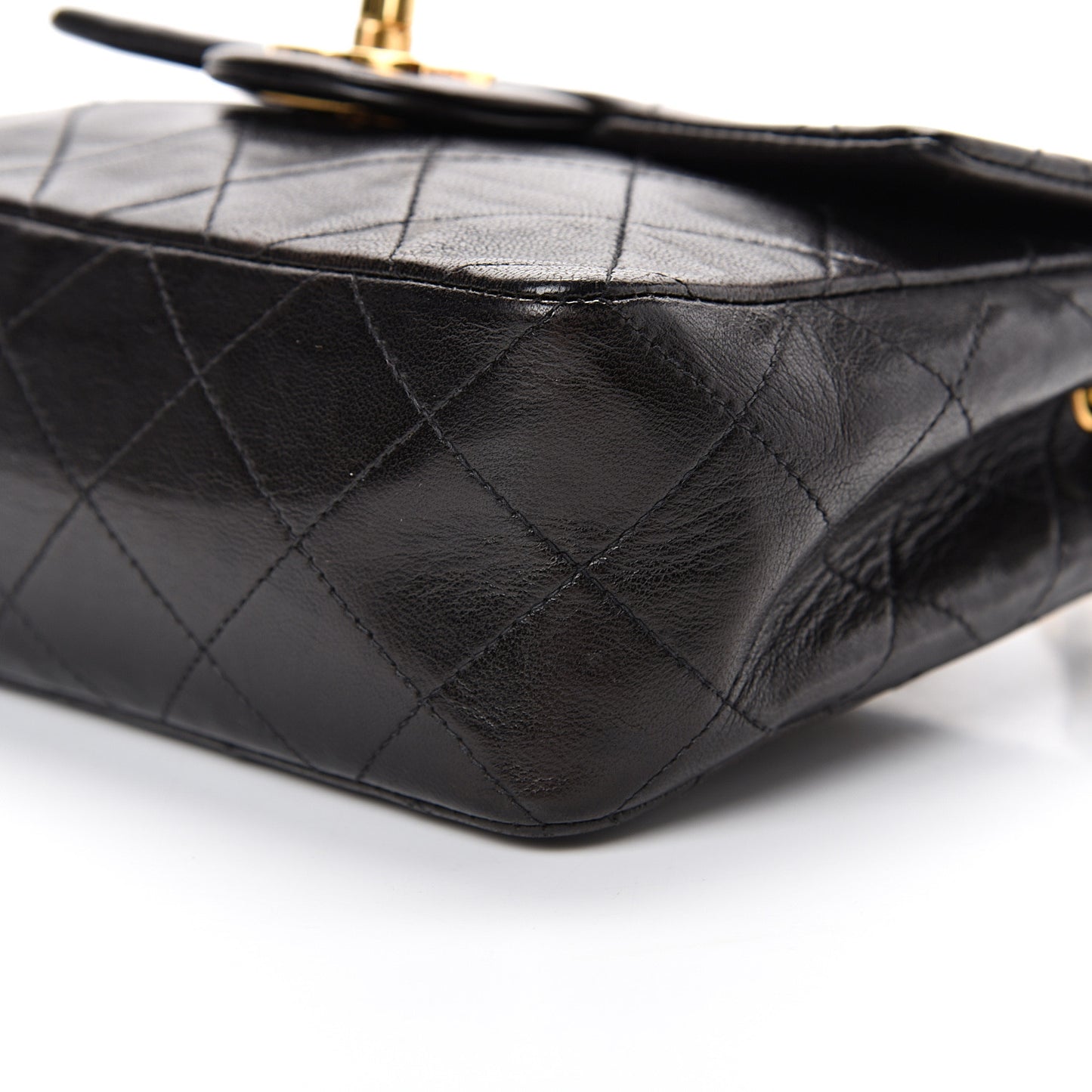 Lambskin Quilted Mini Square Flap Black