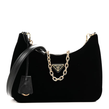 Prada Velvet Nappa Mini Re-Edition Shoulder Bag Black 1 of 9